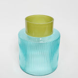 Groove Glass Vase Blue