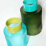 Groove Glass Vase Blue