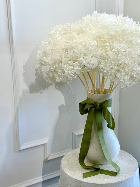 White Hydrangeas in Freddie Vase