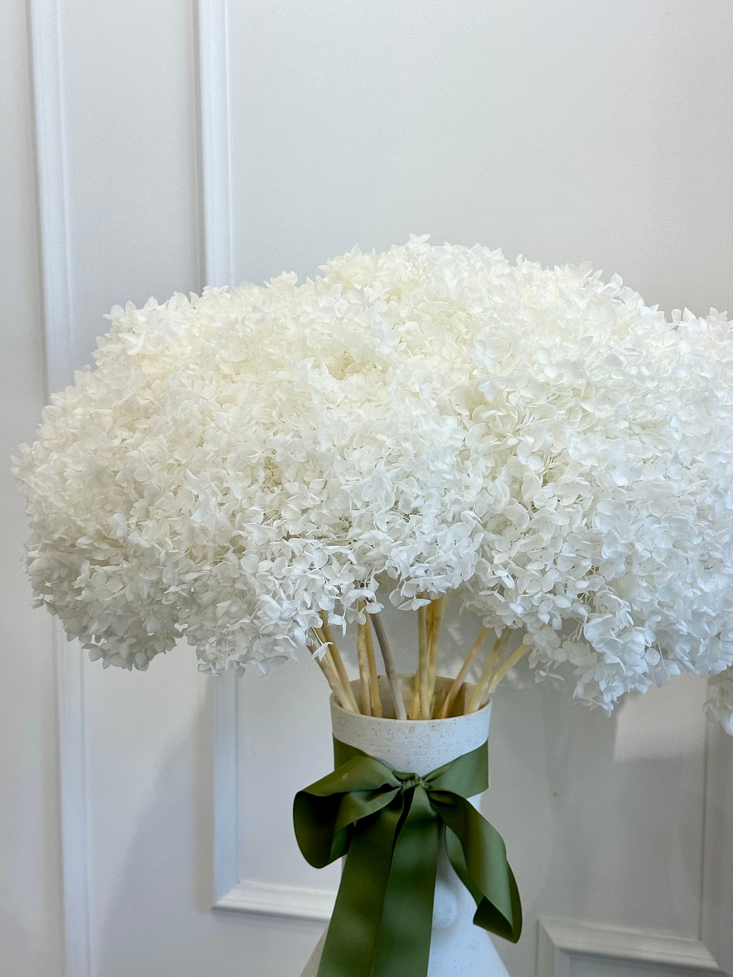 White Hydrangeas in Freddie Vase