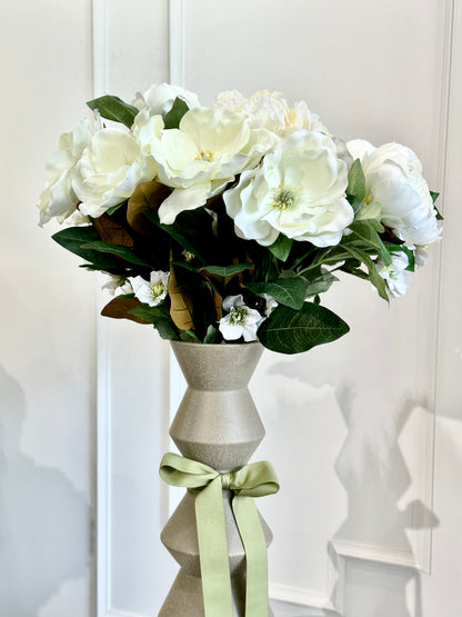 Silk Peony & Magnolia Arrangement (With Vase)