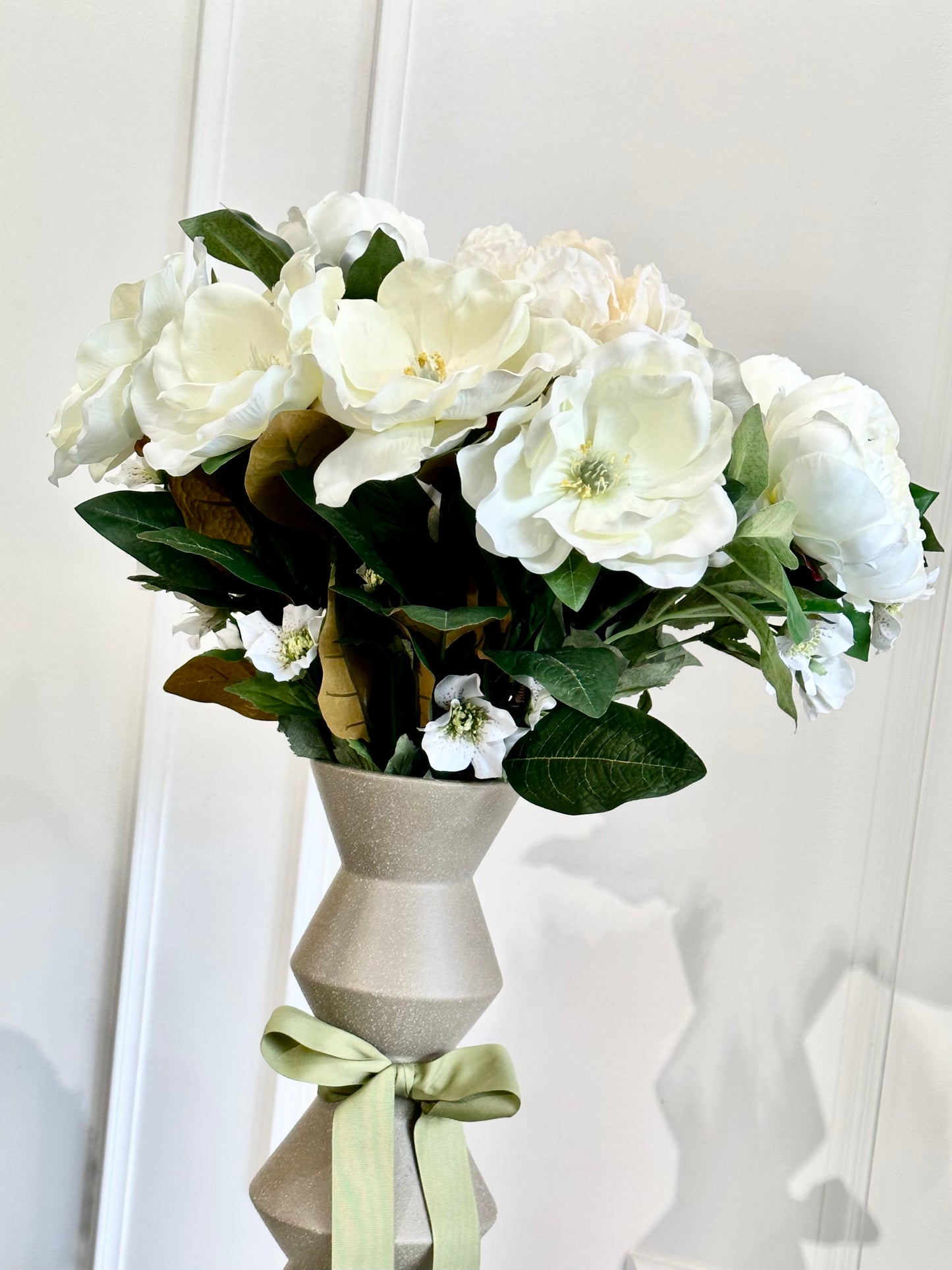 Silk Peony & Magnolia Arrangement (With Vase)