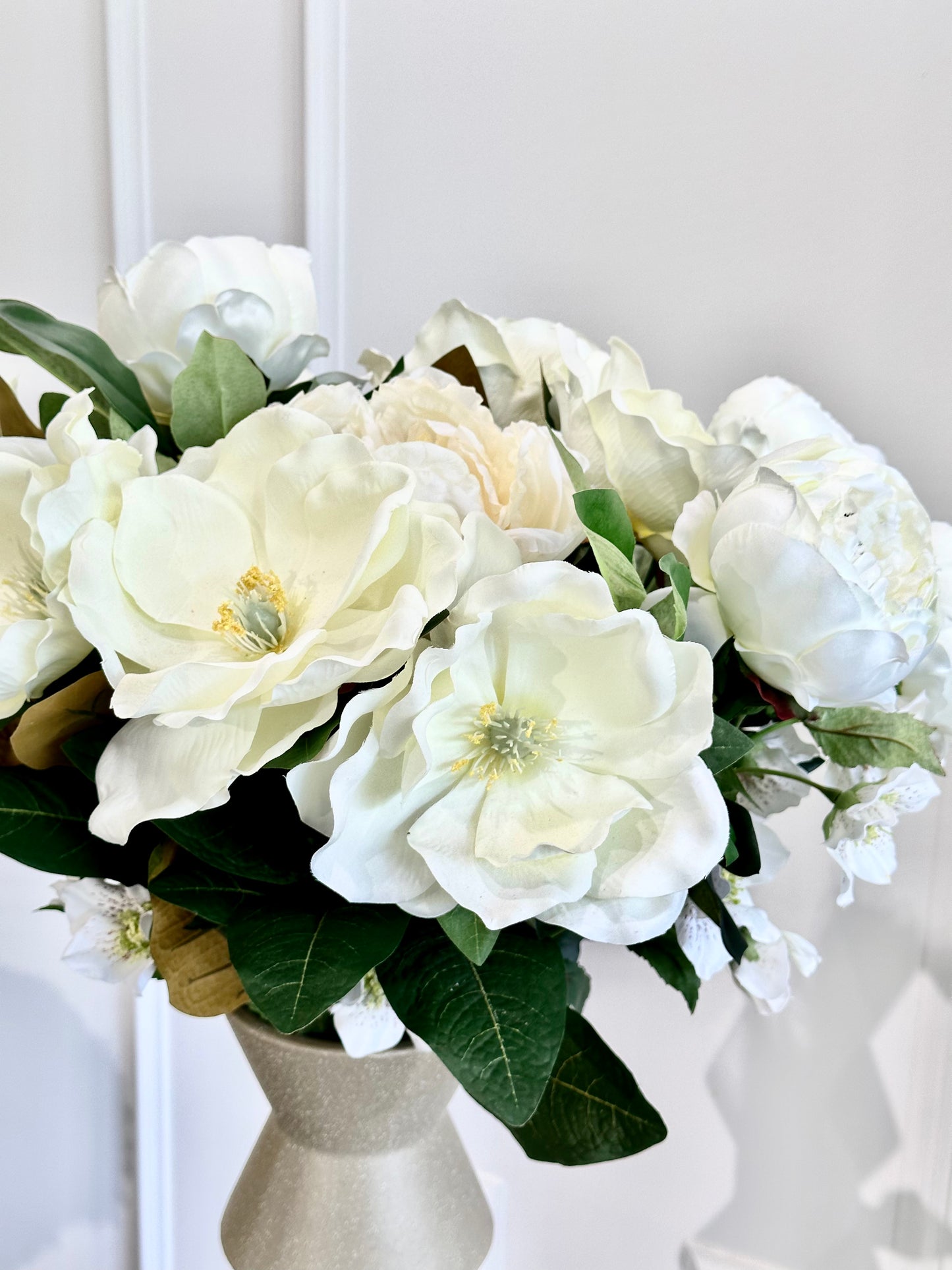 Silk Peony & Magnolia Arrangement (With Vase)