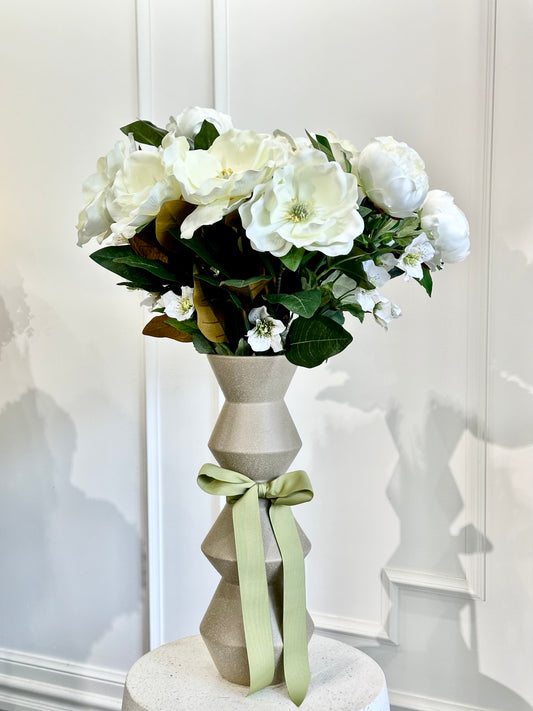 Silk Peony & Magnolia Arrangement (With Vase)