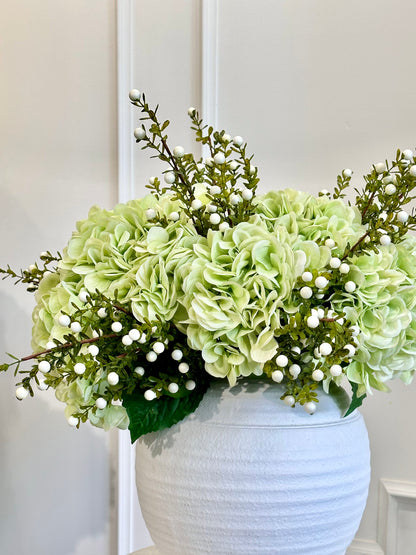 Silk Green Hydrangea Arrangement (In Pot)