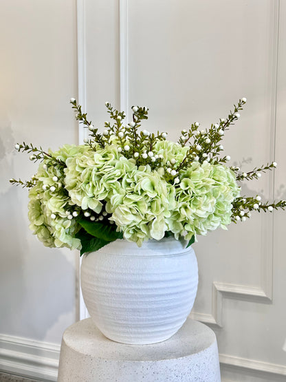 Silk Green Hydrangea Arrangement (In Pot)