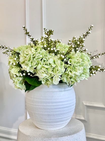 Silk Green Hydrangea Arrangement (In Pot)