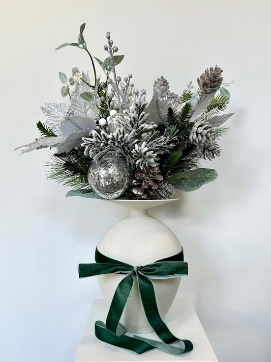 Silver Snow Vase Arrangement