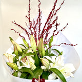 Christmas Lily Bouquet with Red Berries